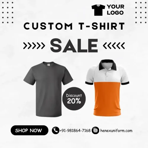 Custom branded promotional T-shirts for schools and events by Henex Uniform.
